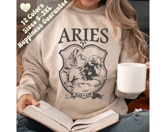 Aries Zodiac Sweatshirt, Vintage Aries Sweatshirt, Aries Birthday Gift, Trendy Zodiac, Zodiac Birthday Gift, Gift for Aries