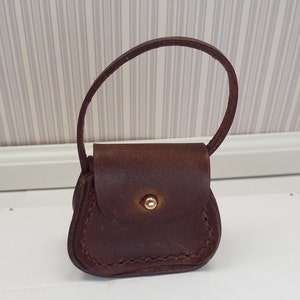 1: 4 Braun Leder Mini Handtasche für 16 "-18" Fashion Dolls Handmade