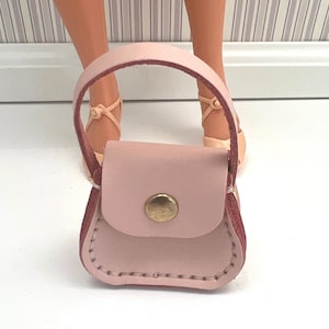 1/4 Scale Blush Pink Leder Mini Handtasche für 16 "-20" Puppen handgefertigt