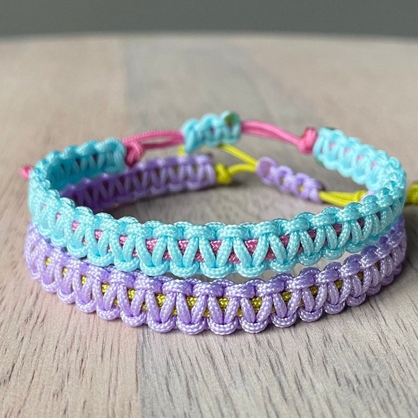 Macrame Bracelet, Square Knot Bracelet, Two Color, Waterproof Beach Surfer Gift, Girl Birthday Gift, Preppy Adjustable Best Friend Layer