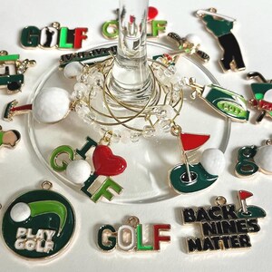 Golf Wine Charms / Golf Gifts / Wine Glass Markers / Gift for Golfer / Drink Tag Identifier / Golf Gift for Women / Golf Lover Gift