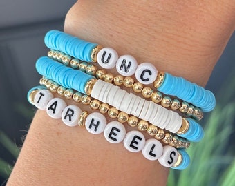 UNC Bracelet, University of North Carolina Tarheel Gift, Blue and White Jewelry, Gameday Outfit, UNC College Graduation Gift for Women