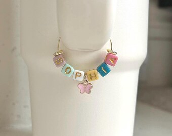 Tumbler Name Charm Personalized Stanley Cup Charm Tumbler Accessories Handle Charm Custom Water Bottle Name Tag Gift for Her Birthday Gift