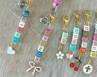 Badge Reel Name Charm Tag Clip On Custom Bag Charm Personalized ID Professional Nurse RN Coworker Gift Purse Diaper Bag Zipper Pull