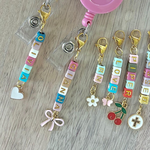Badge Reel Name Charm Tag Clip On Custom Bag Charm Personalized ID Professional Nurse RN Coworker Gift Purse Diaper Bag Zipper Pull