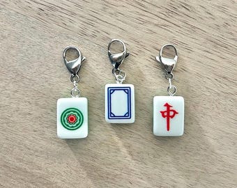 Mahjong Zipper Pulls Surprise Set of 3 / Mahjong Bag Tag / Mahjong Gifts / Mahjong Tile Charm / Mahjong Charm / Purse Tote Backpack Charm