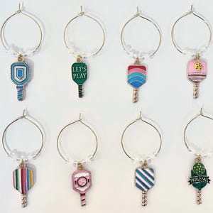 Pickleball Wine Charms Set of 4/6/8/10 Surprise Wine Glass Charms / Gift for Pickleball Lover / Pickleball Gifts / Pickleball Gift for Women