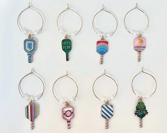Pickleball Wine Charms Set of 4/6/8/10 Surprise Wine Glass Charms / Gift for Pickleball Lover / Pickleball Gifts / Pickleball Gift for Women