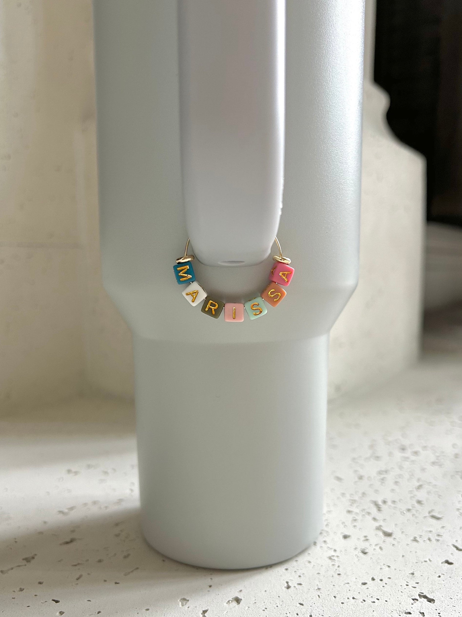 Personalized Tumbler Charm for Graduation, Custom Drinkware Accessory, Stainless Steel, Silver