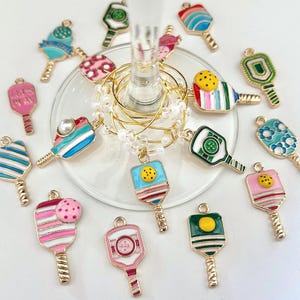 Pickleball Wine Charms / Wine Glass Charms / Gift for Pickleball Lover / Drink Tag Identifier / Pickleball Gift for Women / Pickleball Gifts