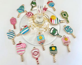 Pickleball Wine Charms / Wine Glass Charms / Gift for Pickleball Lover / Drink Tag Identifier / Pickleball Gift for Women / Pickleball Gifts