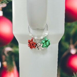 Christmas Bow Tumbler Charm Stanley Cup Charm Tumbler Accessories Stanley Handle Charm Christmas Gift Water Bottle Stocking Stuffer