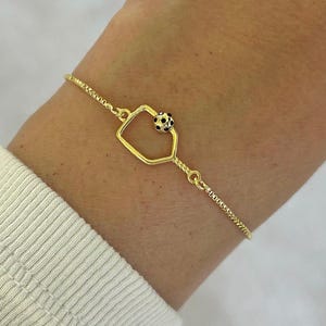 18K Gold Plated Pickleball Bracelet for Women - Dainty Adjustable Bracelet - Pickleball Gift, Pickleball Jewelry, Sports Gift