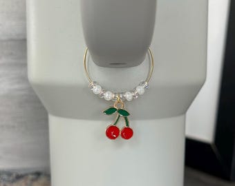 Cherry Tumbler Charm Red Cherry Stanley Cup Charm Tumbler Accessories Water Bottle Handle Charm Birthday Gift for Her Mom Red Gold Fruit