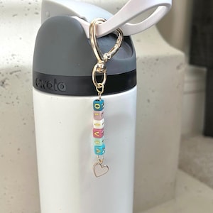 Water Bottle Name Charm Tag, Owala Accessories, Personalized Tumbler Tag for Kids, Keychain Accessory, Custom Owala Freesip image 1