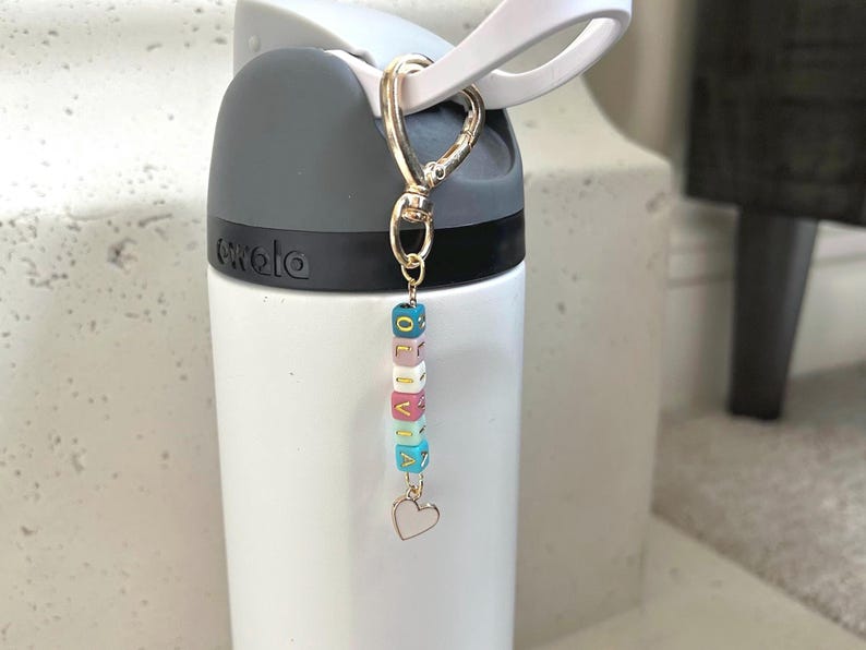 Water Bottle Name Charm Tag, Owala Accessories, Personalized Tumbler Tag for Kids, Keychain Accessory, Custom Owala Freesip image 1