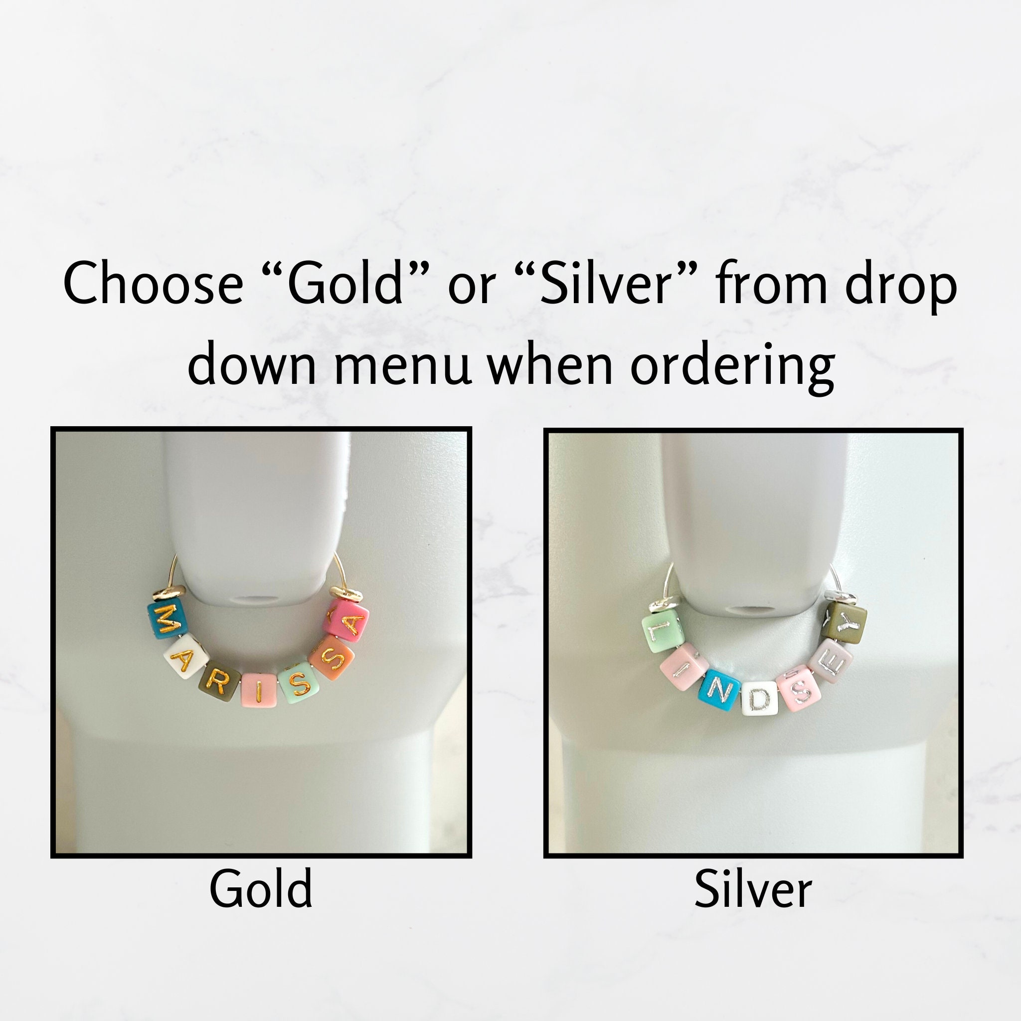Personalized Tumbler Charm for Graduation, Custom Drinkware Accessory, Stainless Steel, Silver