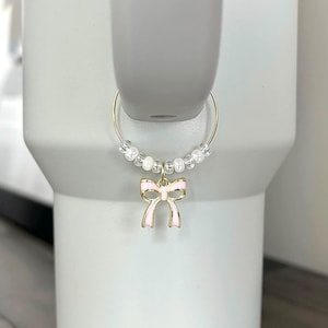Coquette Bow Tumbler Charm Pink Gold Bow Stanley Cup Charm Tumbler Accessories Water Bottle Handle Charm Birthday Gift for Her Girl Princess