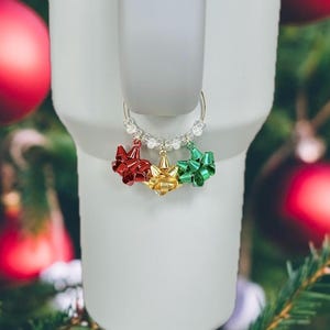 Christmas Bow Tumbler Charm Stanley Cup Charm Tumbler Accessories Stanley Handle Charm Christmas Gift Water Bottle Stocking Stuffer
