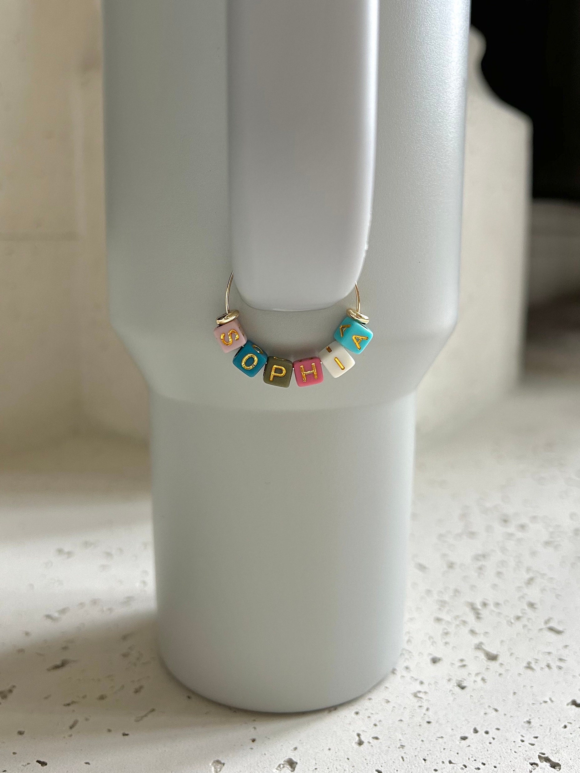 Personalized Tumbler Charm for Graduation, Custom Drinkware Accessory, Stainless Steel, Silver