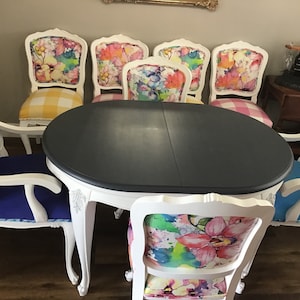Floral Dining Chairs, Colorful Accent Chairs, Antique Chairs, French Country Chairs, Bohemian Eclectic Chairs