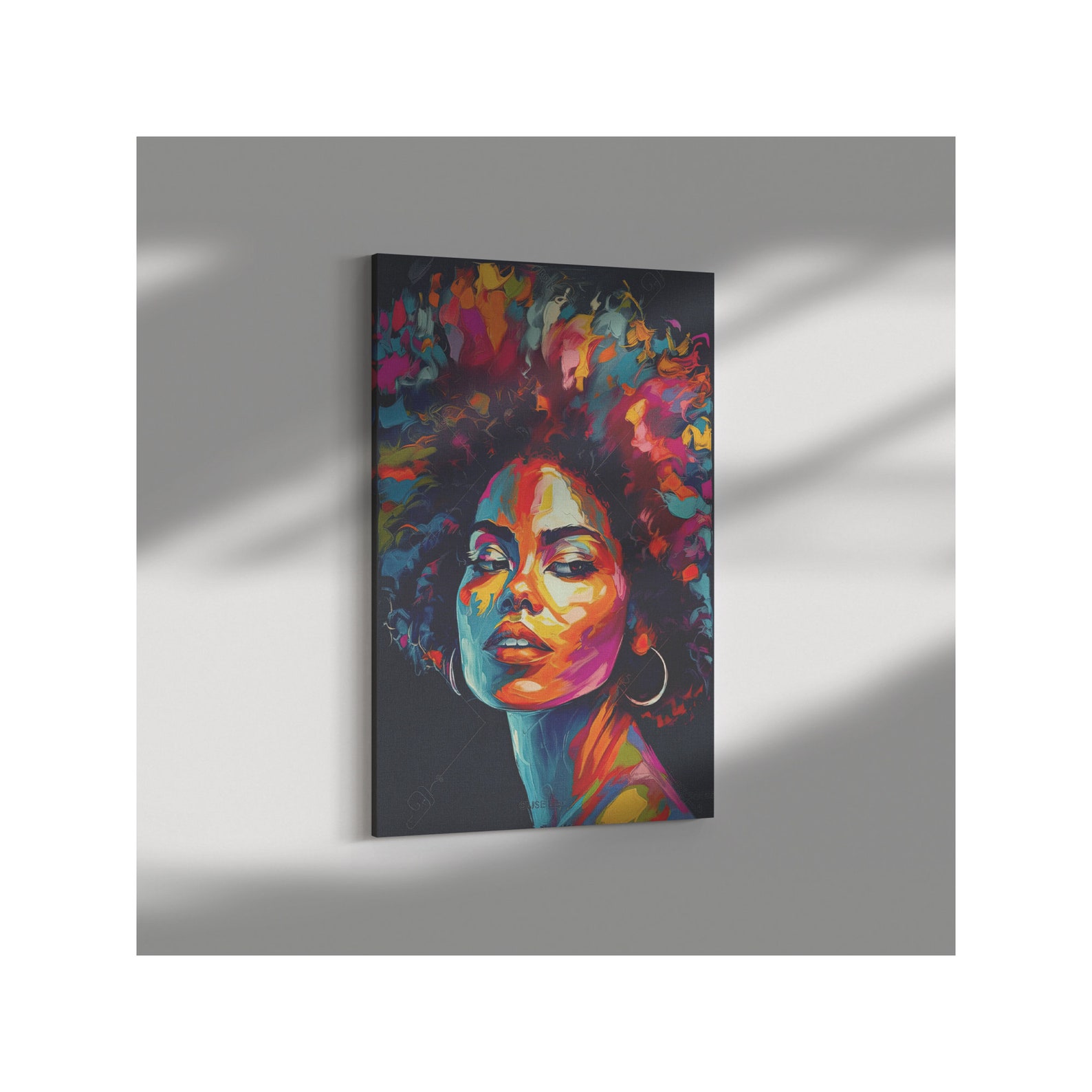 African American Woman Color Splash Impressionist Art Print on Canvas ...