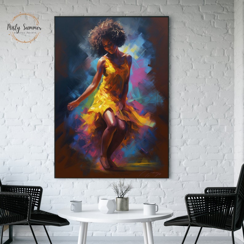 African American Art Print of African Woman Dancing on Canvas for ...