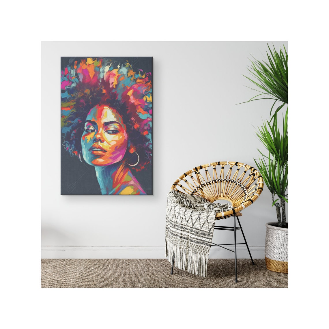African American Woman Color Splash Impressionist Art Print on Canvas ...