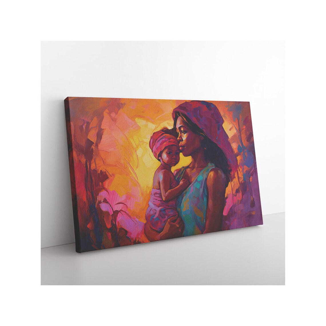 Mother and Child African American Art Print on Canvas for Modern Wall ...
