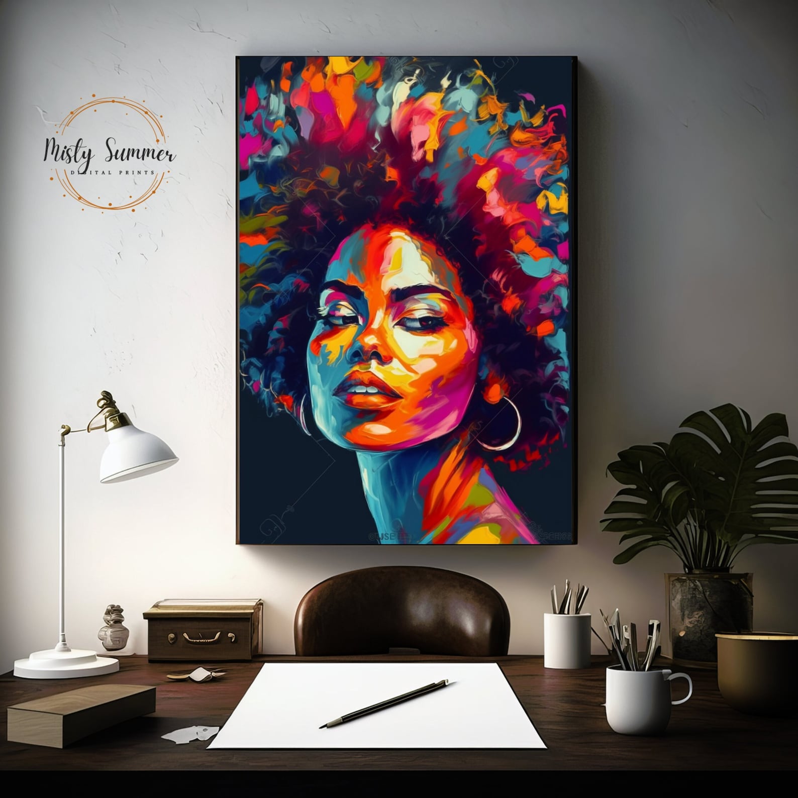 African American Woman Color Splash Impressionist Art Print on Canvas ...