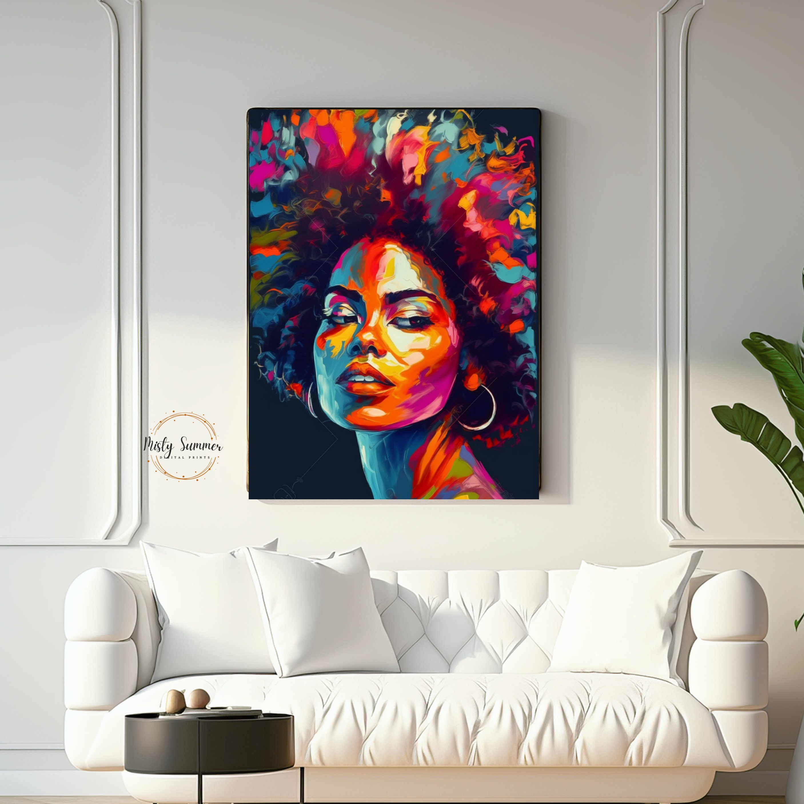 African American Woman Color Splash Impressionist Art Print on Canvas ...