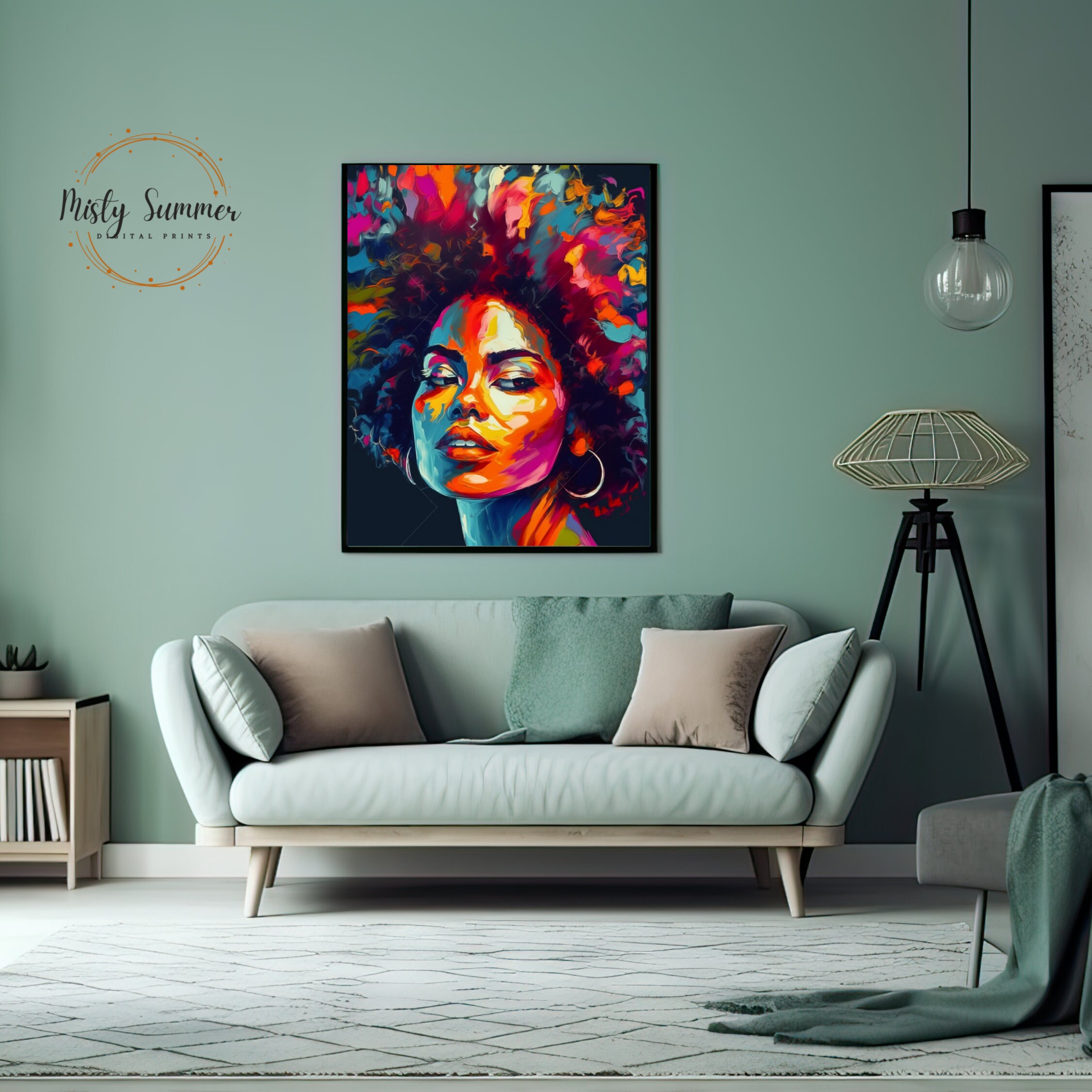 African American Woman Color Splash Impressionist Art Print on Canvas ...