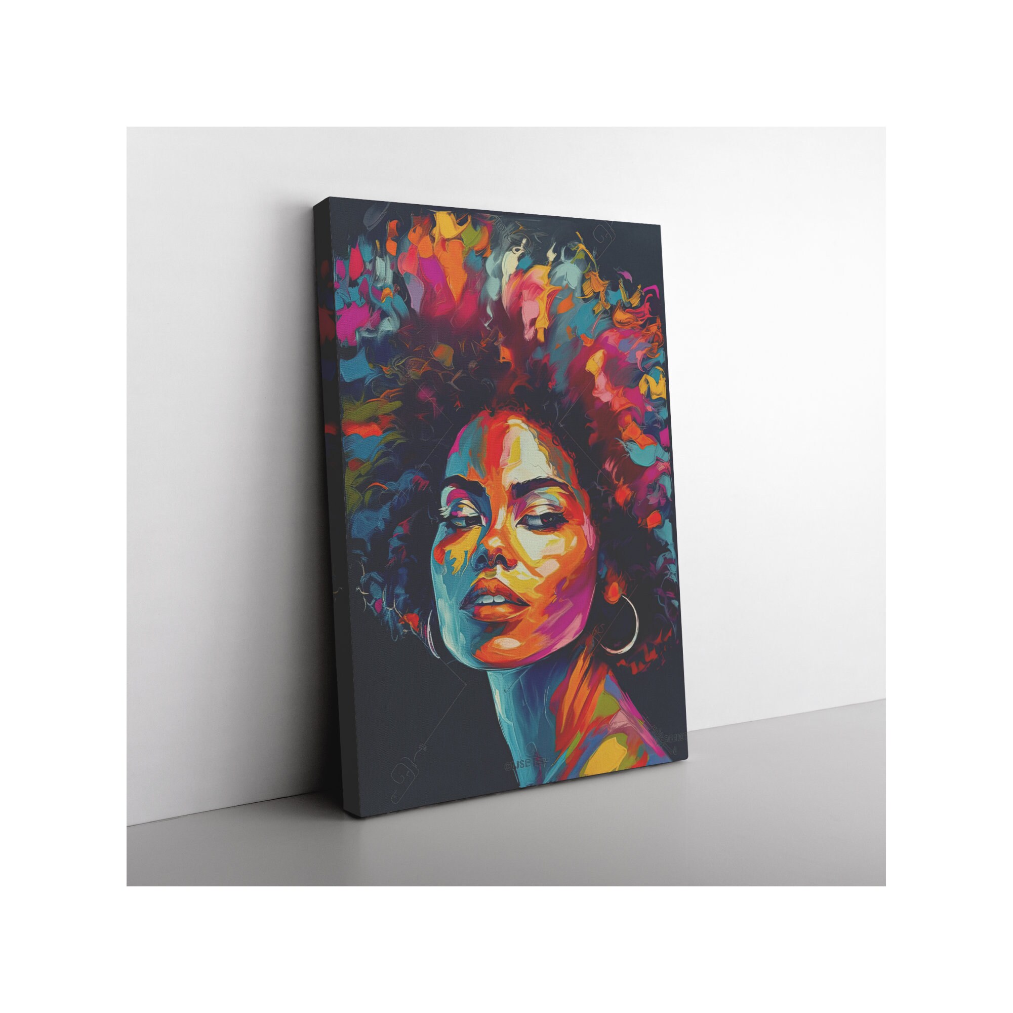 African American Woman Color Splash Impressionist Art Print on Canvas ...