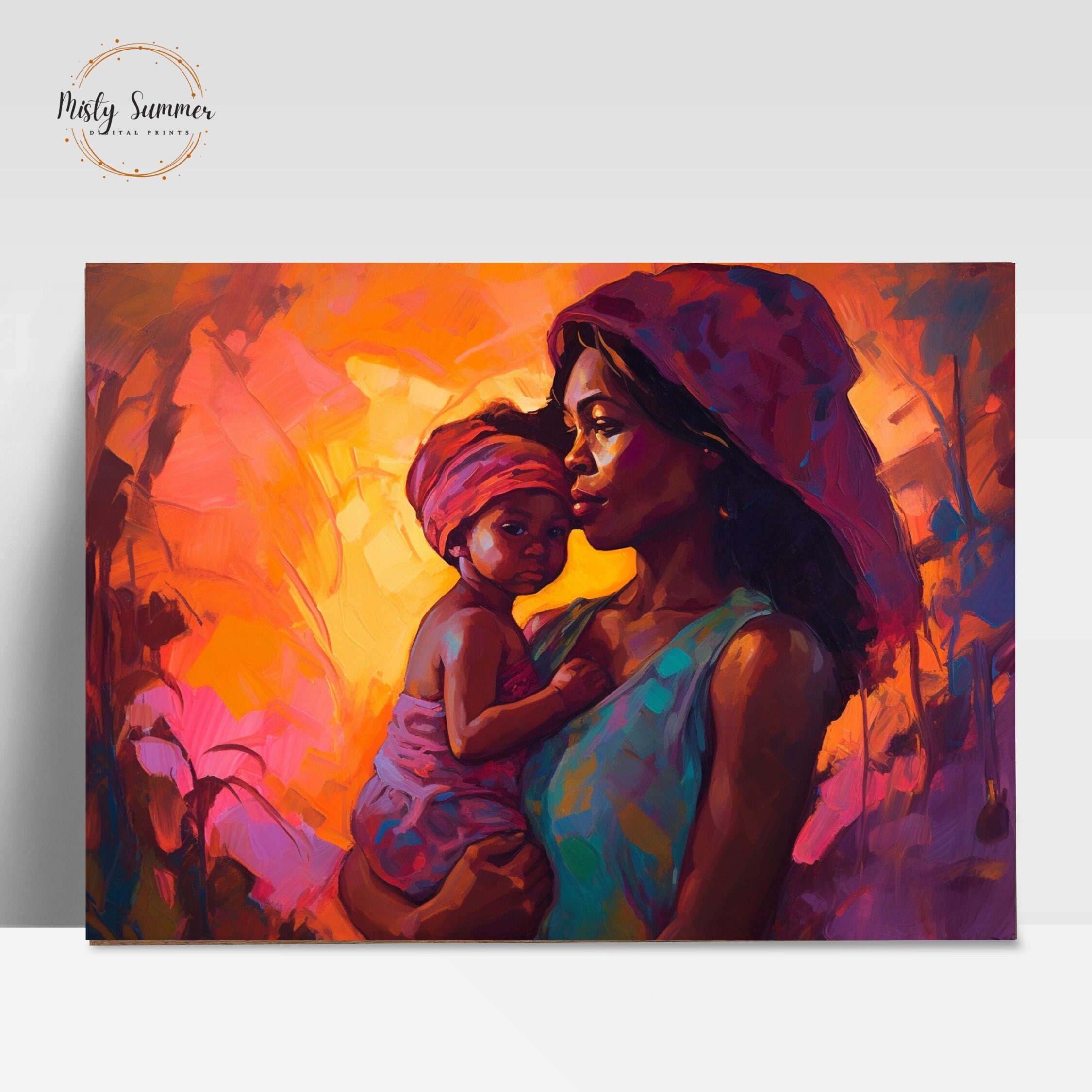 Mother and Child African American Art Print on Canvas for Modern Wall ...