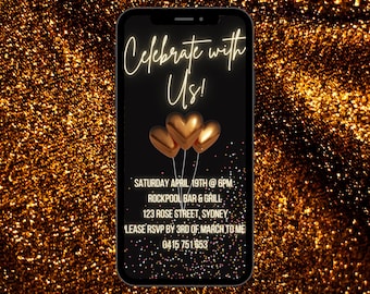 Digital invite text message for gold inspired party Luxurious Golden Bronze Party Invite - Printable Design for Celebrations