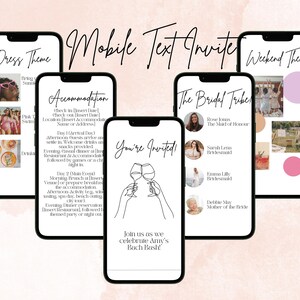 Invitación digital por mensaje de texto Invitación por mensaje de texto Invitación de despedida de soltera Plantilla de itinerario de fin de semana de despedida de soltera / Invitación digital y planificador