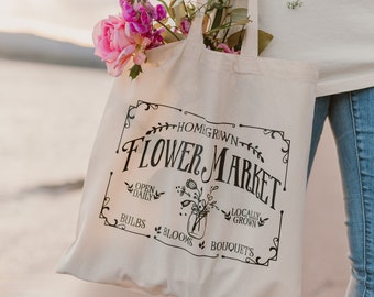 Floral Tote Bag, Cute Market Bag, Wildflower Tote Bag, Flower Market Tote Bag, Botanical Floral Tote Bag, Tote Bag Aesthetic, Flower Tote