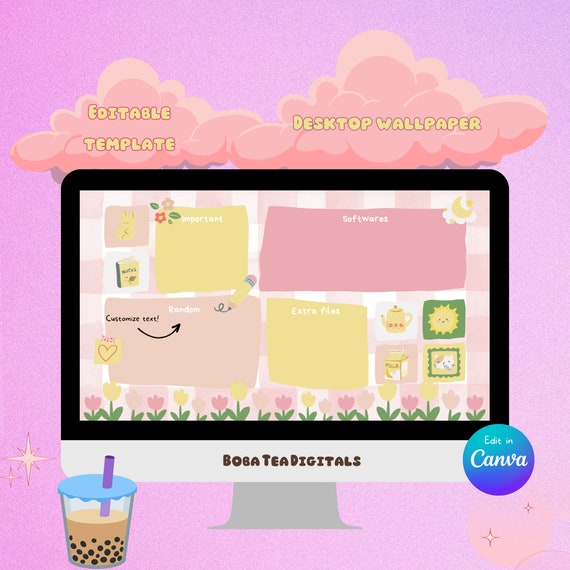 Free and customizable kawaii wallpaper templates