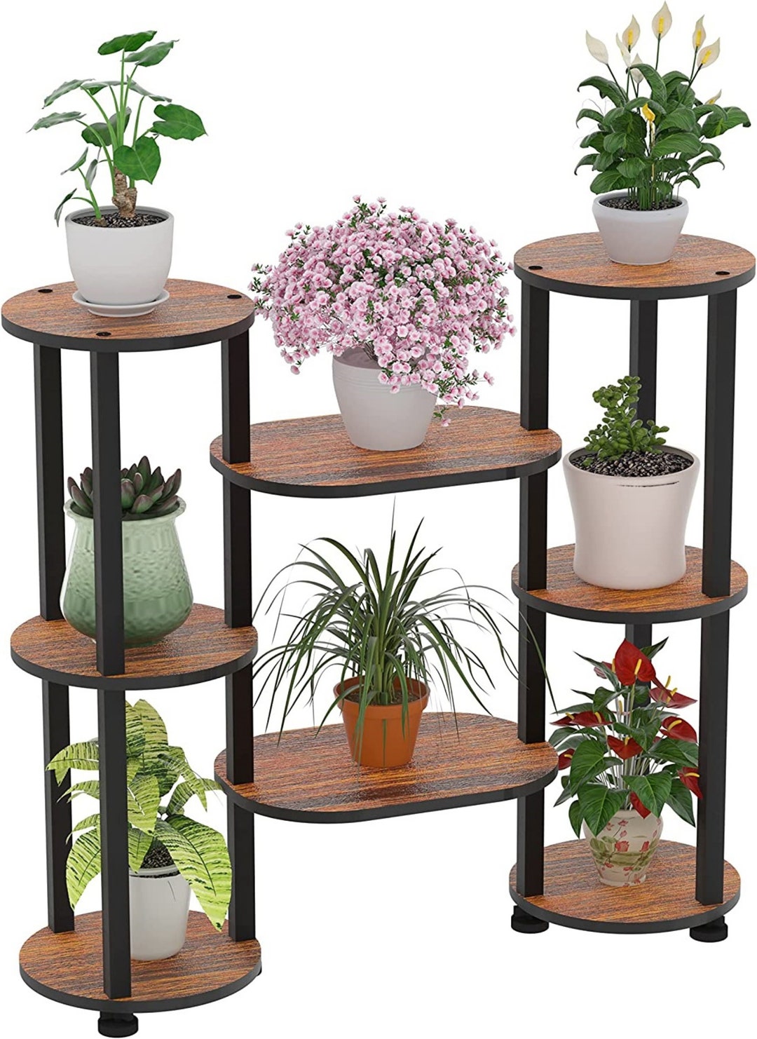 Round Wood Plant Stand Indoor for Plants Multiple Tiered Etsy