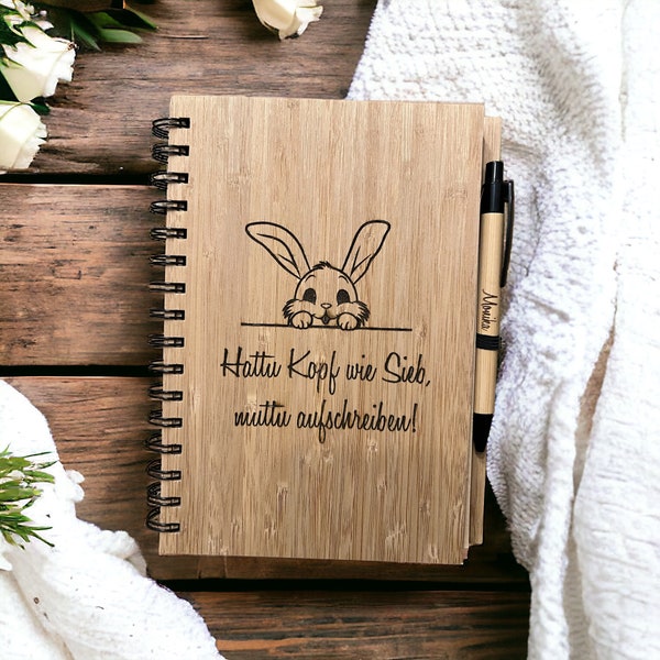 Personalisiertes Notizbuch/ Ostergeschenk/ personalisiertes Geschenk/ Ostern/ Journal/ Notizbuch Holz A5/ Geschenk Freundin/ Mama/ Oma