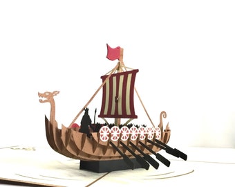 Carte popup bateau viking - yachts vikings - bateau viking - design 3D