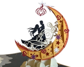 Dancing On The Moon - Valentine/ Anniversary/ Wedding/ Propose - 3D Popup Card- For Him/ Her/ Couple/ Bride Groom/ Wife/ Husband