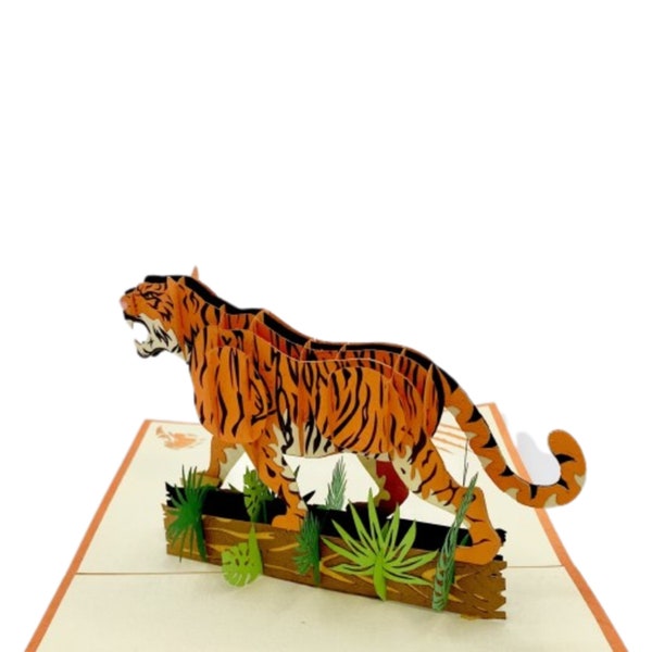 Tiger - Animal - Birthday/ Lunar New Year - 3D Popup Card - For Boy/ Him/ Kid/ Father/ Coach /Collector