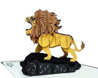 Lion - 3D Handmade Popup Card - For Boy/Son/ Child/ Nephew/ Dad/ Him