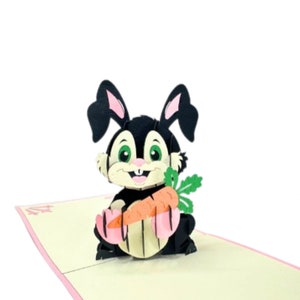 Conejo/Conejito - Feliz cumpleaños/Año Nuevo Lunar/Día de Pascua - Tarjeta emergente 3D - Para niño/niña/hija/ella/mamá