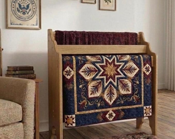 Solid Oak Quilt Rack | Handcrafted Blanket Display Stand