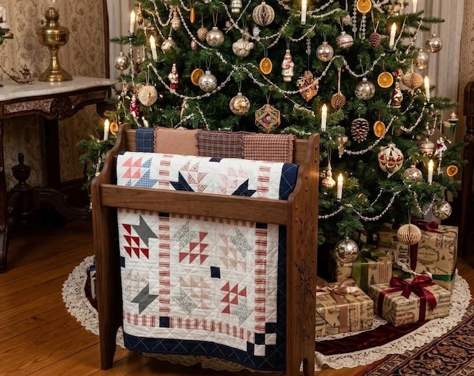 Handcrafted Walnut Quilt Rack | Floral Burst Wood Carving | Blanket Display Stand