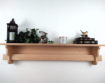 Oak Quilt Rack Shelf - Many Size & Color Options - Wood Carving - Quilters Gift