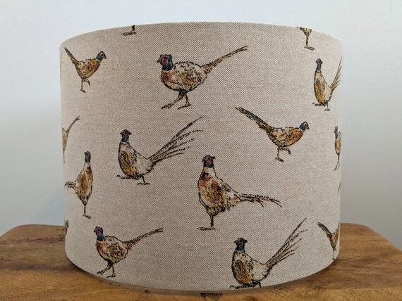 Rustic Pheasant Fabric Drum Lampshade, Countryside Print