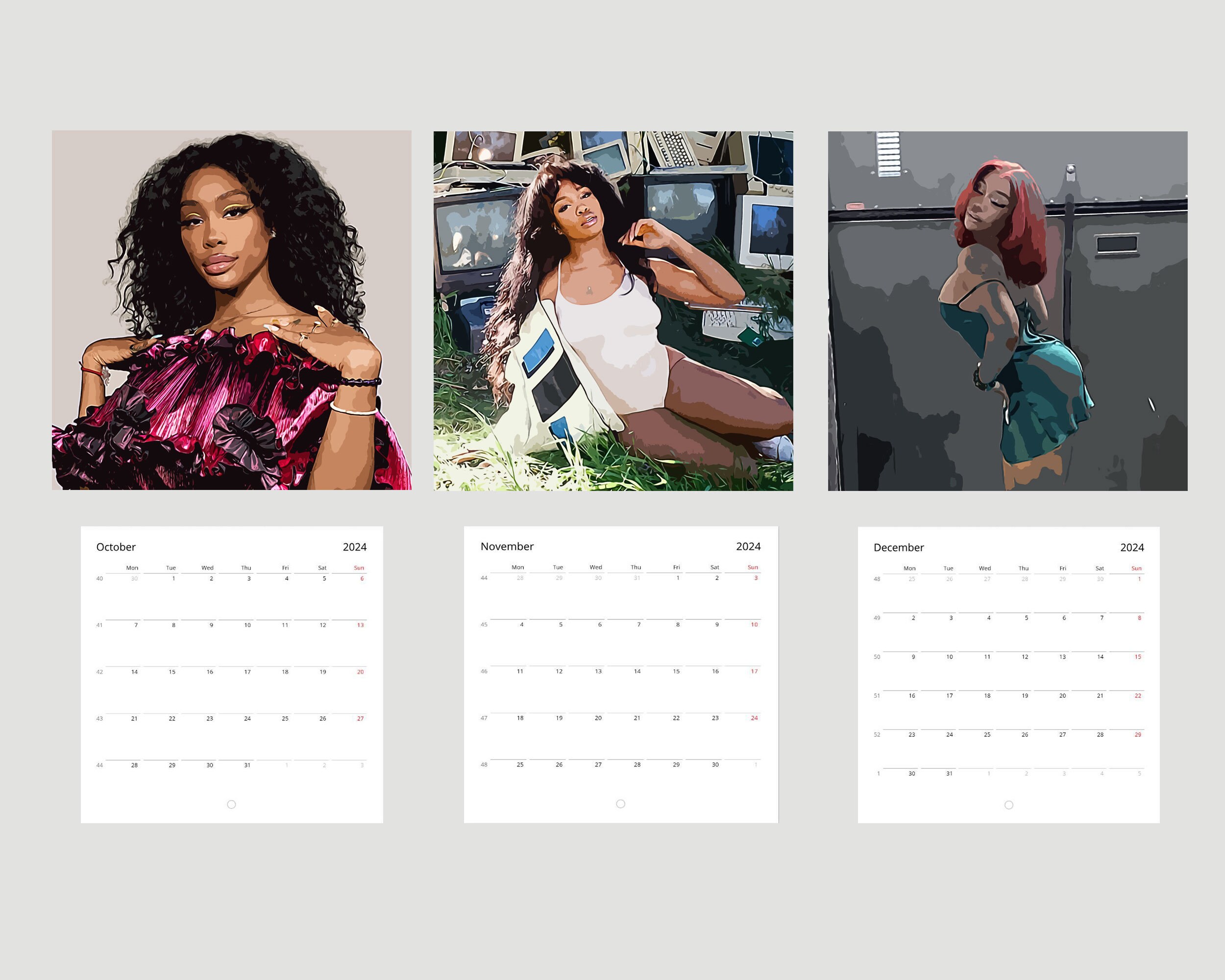 SZA, 2025 Wall Calendar, Black Girl Magic, SZA Merch, 12 Month Calendar